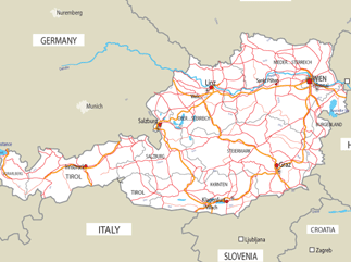 Road Map of Austria